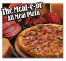 The meat-e-or pizza, loaded with pepperoni, sausage, beef, bacon and linguica