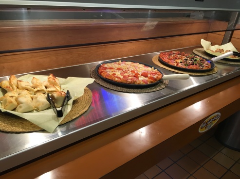 Pizza buffet in the restaurant